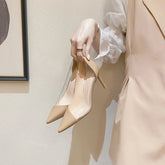 Sommer Neue Spitz Transparent Nude Farbe Splicing Stil Mode Vielseitige Dünne Ferse Schuhe frauen High Heels